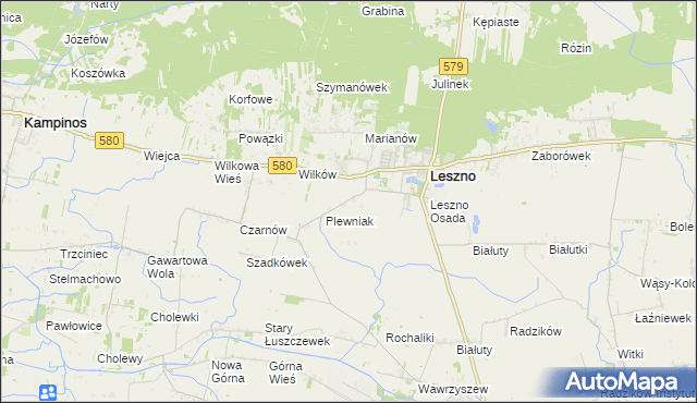 mapa Grądki gmina Leszno, Grądki gmina Leszno na mapie Targeo