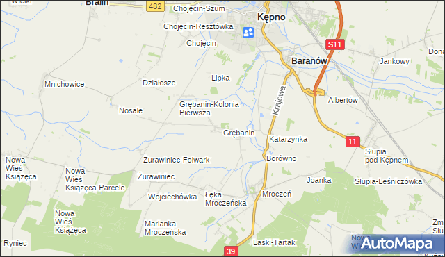 mapa Grębanin, Grębanin na mapie Targeo