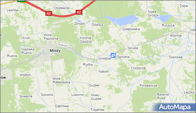 mapa Grodzisk gmina Mrozy, Grodzisk gmina Mrozy na mapie Targeo