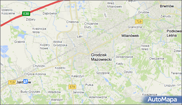 mapa Grodzisk Mazowiecki, Grodzisk Mazowiecki na mapie Targeo