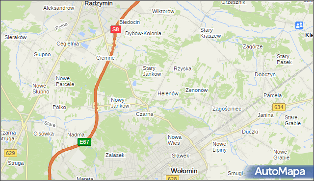 mapa Helenów gmina Wołomin, Helenów gmina Wołomin na mapie Targeo