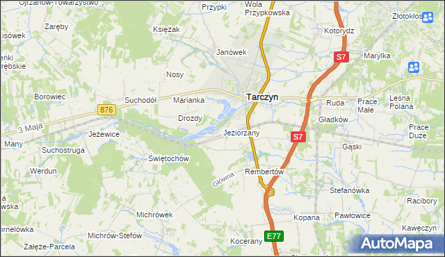 mapa Jeziorzany gmina Tarczyn, Jeziorzany gmina Tarczyn na mapie Targeo