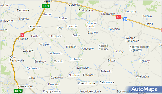 mapa Jugoszów, Jugoszów na mapie Targeo