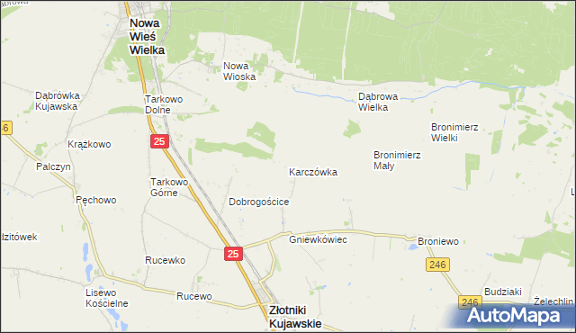 mapa Karczówka gmina Złotniki Kujawskie, Karczówka gmina Złotniki Kujawskie na mapie Targeo