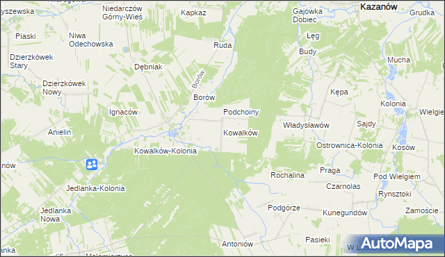 mapa Kowalków, Kowalków na mapie Targeo