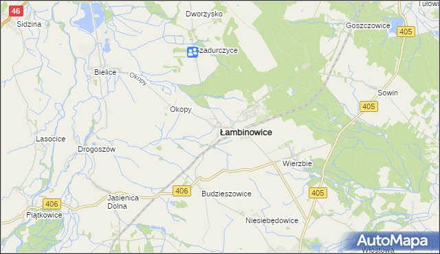 mapa Łambinowice, Łambinowice na mapie Targeo