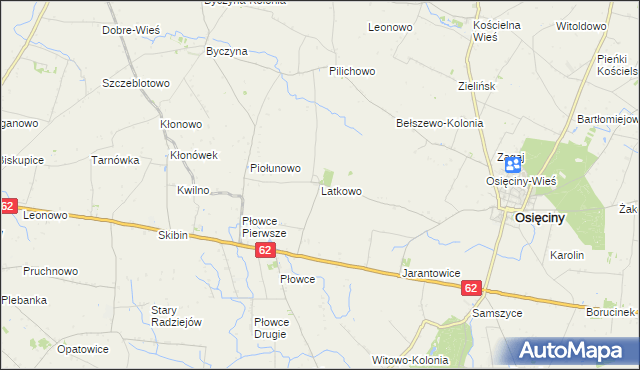 mapa Latkowo gmina Osięciny, Latkowo gmina Osięciny na mapie Targeo