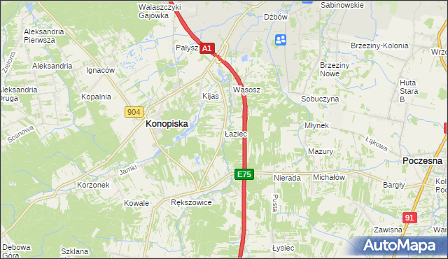 mapa Łaziec, Łaziec na mapie Targeo