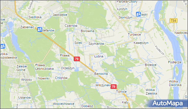 mapa Łubna gmina Góra Kalwaria, Łubna gmina Góra Kalwaria na mapie Targeo