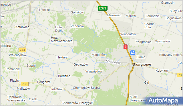 mapa Magierów gmina Skaryszew, Magierów gmina Skaryszew na mapie Targeo