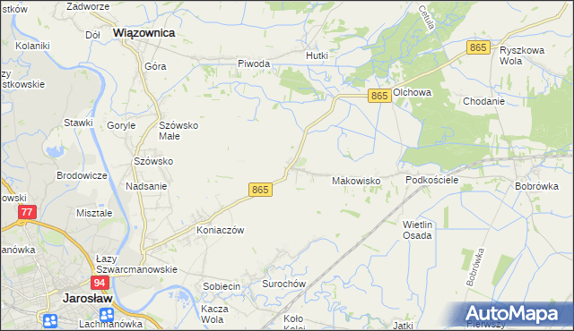 mapa Makowiska gmina Jarosław, Makowiska gmina Jarosław na mapie Targeo