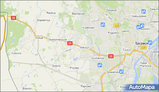mapa Mierzyn gmina Dobra (Szczecińska), Mierzyn gmina Dobra (Szczecińska) na mapie Targeo