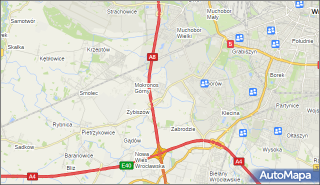 mapa Mokronos Dolny, Mokronos Dolny na mapie Targeo