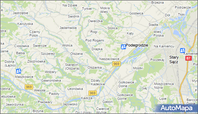 mapa Naszacowice, Naszacowice na mapie Targeo