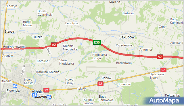 mapa Niedziałka Druga, Niedziałka Druga na mapie Targeo