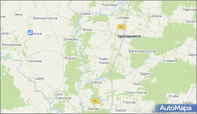 mapa Nowe Kozuby, Nowe Kozuby na mapie Targeo