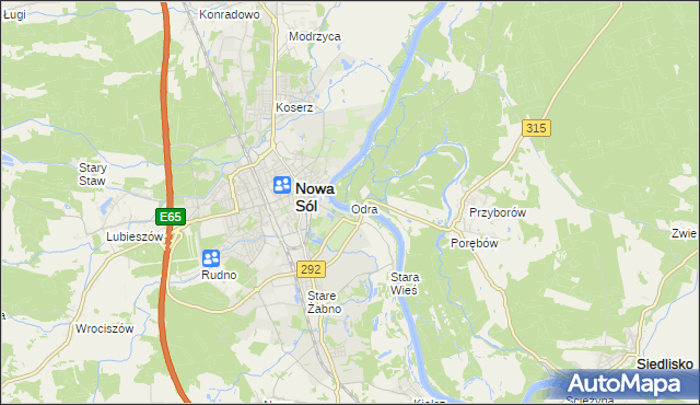 mapa Odra gmina Nowa Sól, Odra gmina Nowa Sól na mapie Targeo