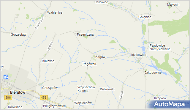 mapa Pągów gmina Wilków, Pągów gmina Wilków na mapie Targeo