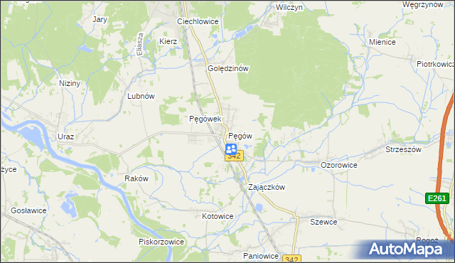 mapa Pęgów gmina Oborniki Śląskie, Pęgów gmina Oborniki Śląskie na mapie Targeo