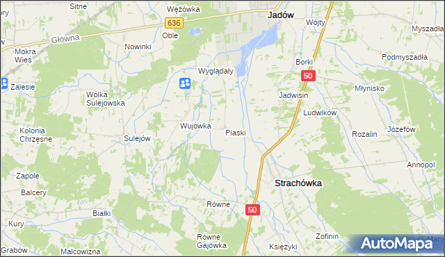 mapa Piaski gmina Strachówka, Piaski gmina Strachówka na mapie Targeo