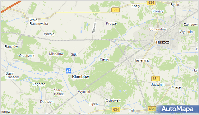 mapa Pieńki gmina Klembów, Pieńki gmina Klembów na mapie Targeo