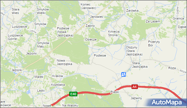 mapa Podlesie gmina Czarna, Podlesie gmina Czarna na mapie Targeo