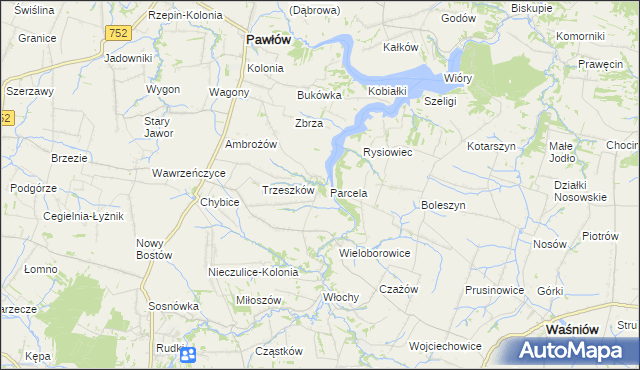 mapa Pokrzywnica gmina Pawłów, Pokrzywnica gmina Pawłów na mapie Targeo