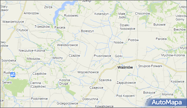 mapa Prusinowice gmina Waśniów, Prusinowice gmina Waśniów na mapie Targeo