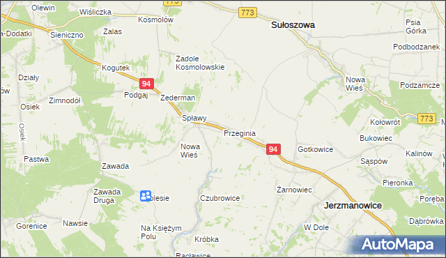 mapa Przeginia, Przeginia na mapie Targeo