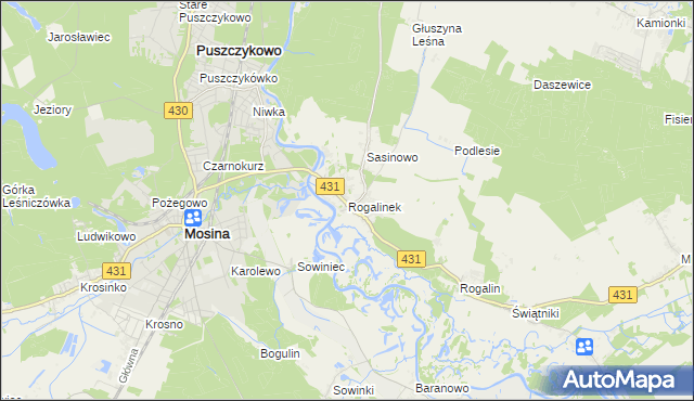 mapa Rogalinek, Rogalinek na mapie Targeo