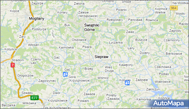 mapa Siepraw, Siepraw na mapie Targeo