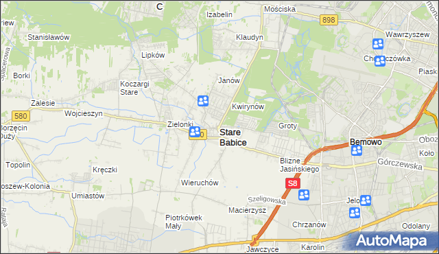 mapa Stare Babice, Stare Babice na mapie Targeo