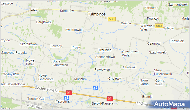mapa Stelmachowo gmina Leszno, Stelmachowo gmina Leszno na mapie Targeo