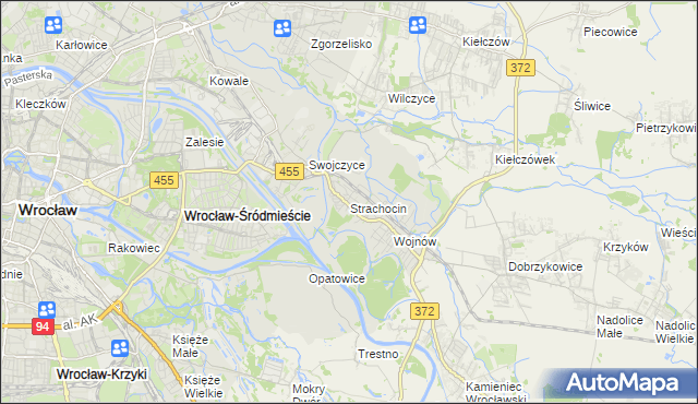 mapa Strachocin gmina Wrocław, Strachocin gmina Wrocław na mapie Targeo