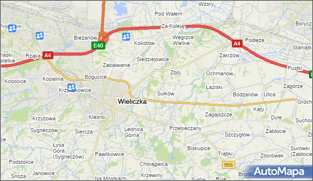 mapa Sułków gmina Wieliczka, Sułków gmina Wieliczka na mapie Targeo
