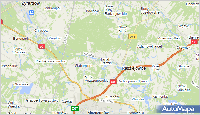 mapa Tartak Brzózki, Tartak Brzózki na mapie Targeo