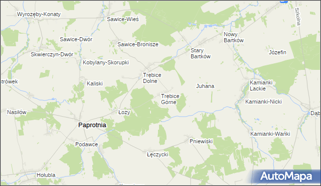 mapa Trębice Górne, Trębice Górne na mapie Targeo