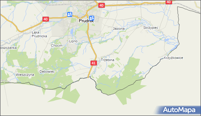 mapa Trzebina gmina Lubrza, Trzebina gmina Lubrza na mapie Targeo