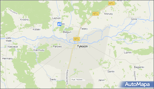 mapa Tykocin, Tykocin na mapie Targeo