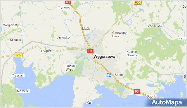 mapa Węgorzewo, Węgorzewo na mapie Targeo