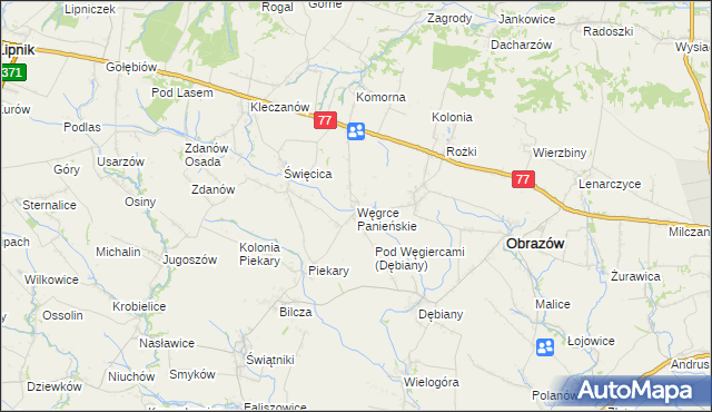 mapa Węgrce Panieńskie, Węgrce Panieńskie na mapie Targeo