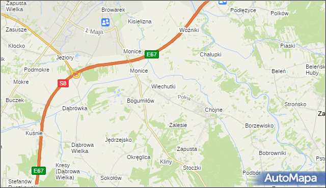 mapa Wiechucice, Wiechucice na mapie Targeo