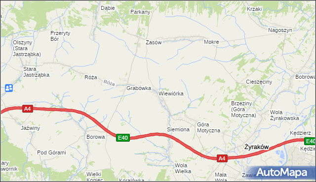 mapa Wiewiórka gmina Żyraków, Wiewiórka gmina Żyraków na mapie Targeo