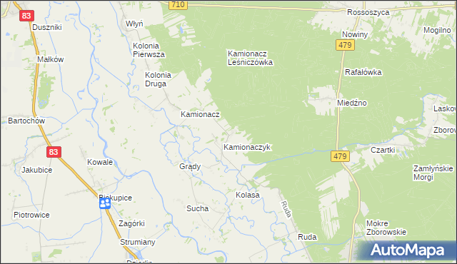 mapa Wojciechów gmina Sieradz, Wojciechów gmina Sieradz na mapie Targeo