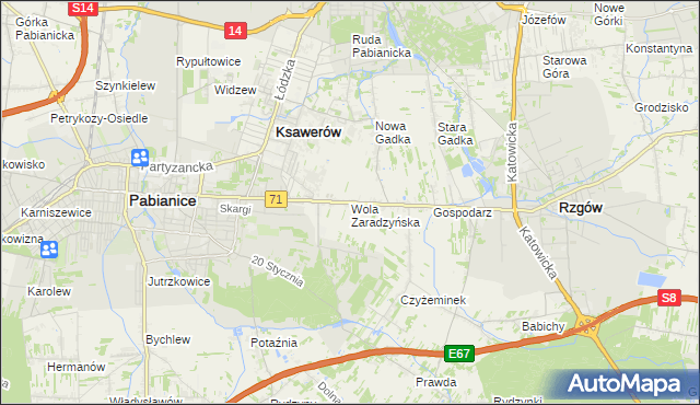 mapa Wola Zaradzyńska, Wola Zaradzyńska na mapie Targeo