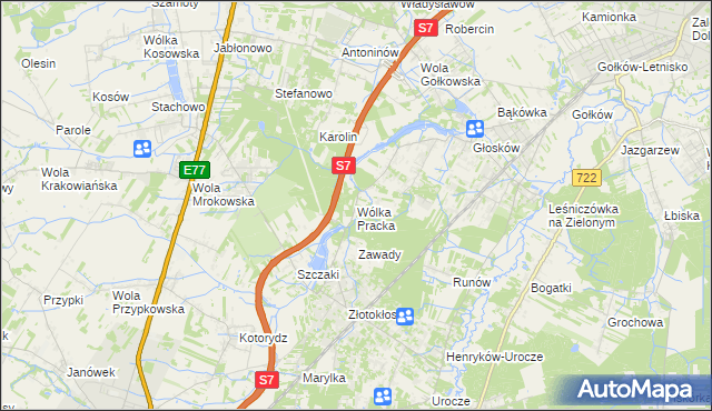 mapa Wólka Pracka, Wólka Pracka na mapie Targeo