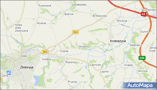 mapa Wysocko gmina Złotoryja, Wysocko gmina Złotoryja na mapie Targeo