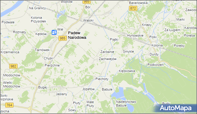 mapa Zachwiejów, Zachwiejów na mapie Targeo