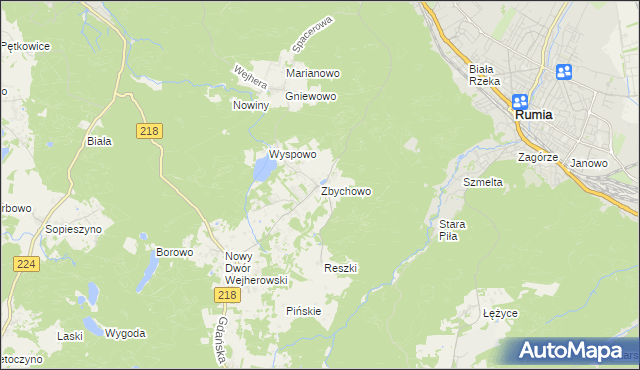 mapa Zbychowo, Zbychowo na mapie Targeo