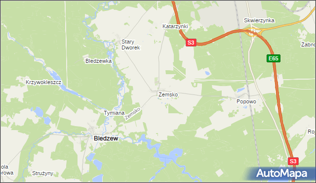 mapa Zemsko gmina Bledzew, Zemsko gmina Bledzew na mapie Targeo